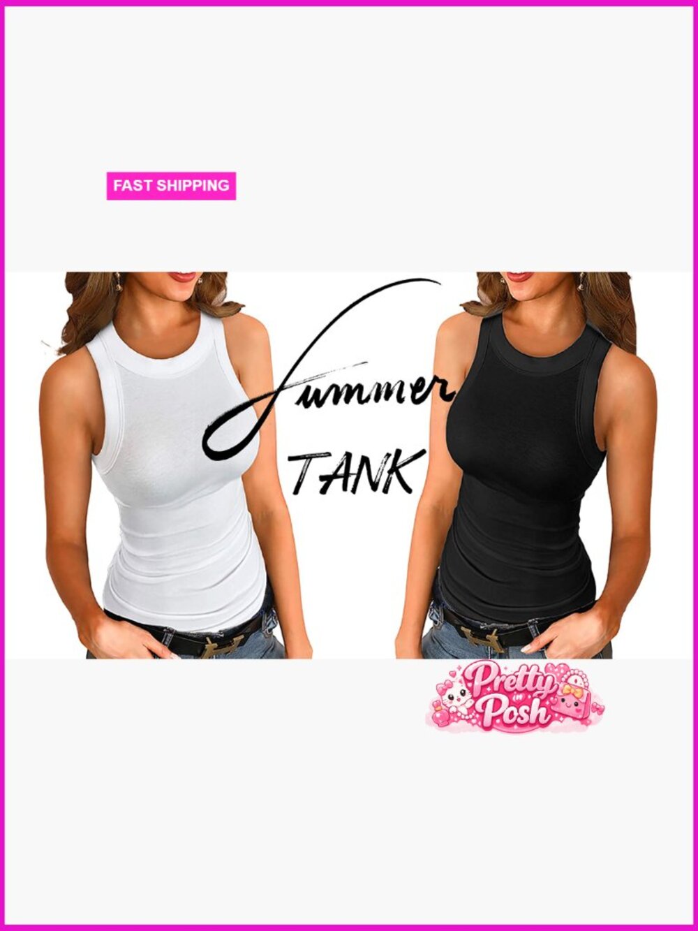 Sleeveless Racerback Ribbed Knit Tank Top Summer Casual Basic - Picture 7 of 7